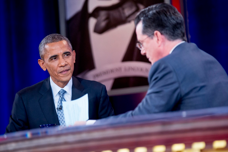 Illustration for article titled President Obama Performs Scripted Segments on Tonight's Colbert Report